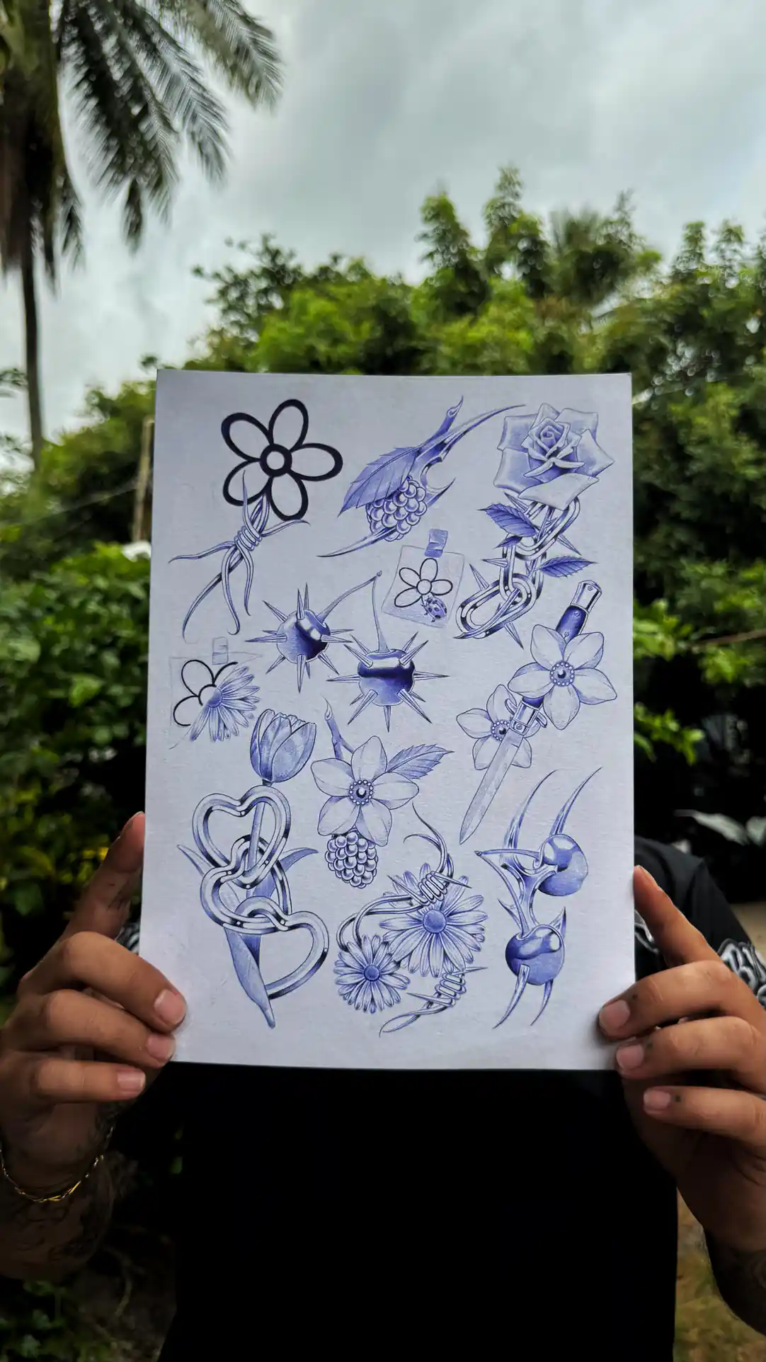 Planche de dessins au stylo bic — Poutz, Art du Noir Nice